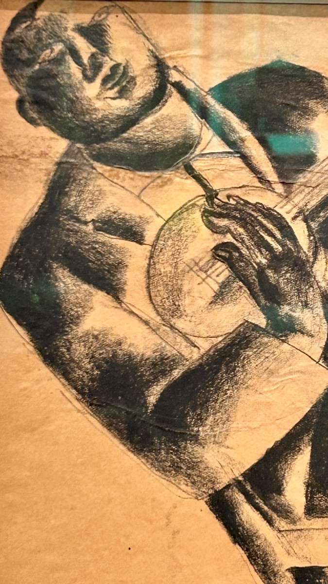 Marcel Caron(1890-1961), école belge, « Joueur de banjo », signé et daté  novembre 1926-photo-3